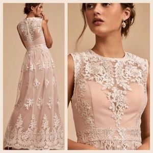 Anthropologie x BHLDN - Malcolm Lace Dress with Blush Slip, 12